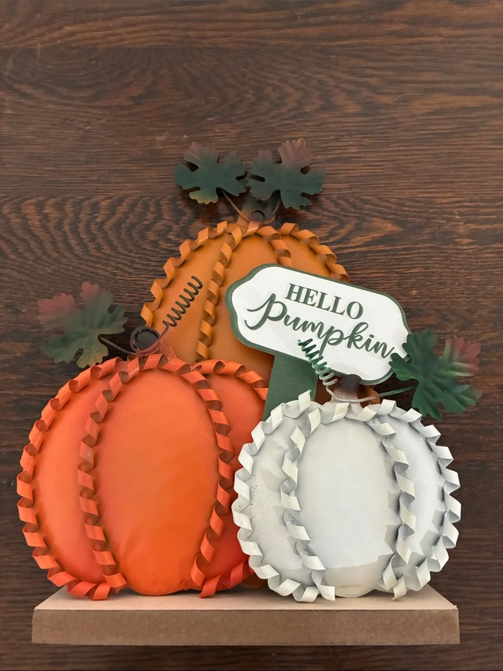 Fall Pumpkin Trio Table Decor - Orange & White